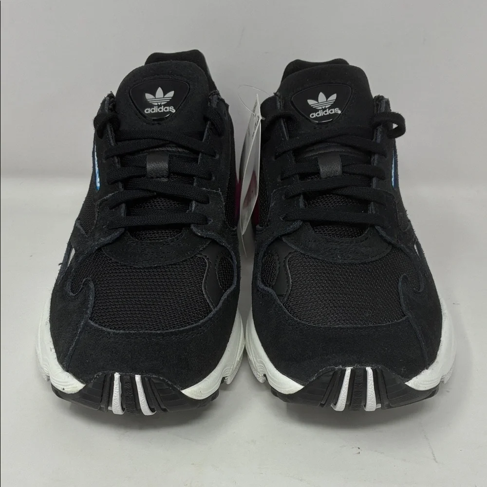 New - Adidas Originals Women's Falcon Running Shoe, Black/Black/Shock Pink - Picture 2 of 5